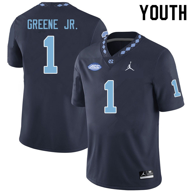 Youth #1 Andre Greene Jr. North Carolina Tar Heels College Football Jerseys Sale-Navy